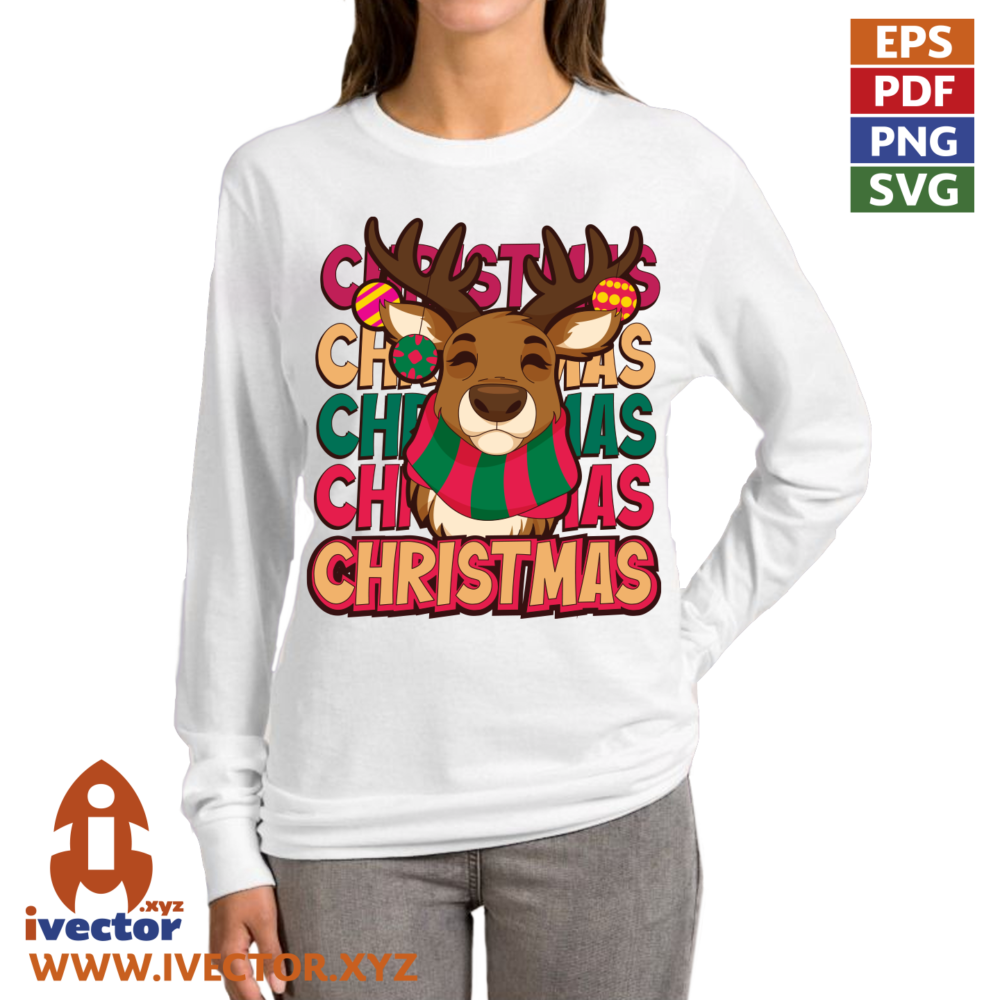 Christmas-Reindeer-with-Colorful-Antlers-–-Festive-Holiday-Christmas-p1 Christmas Reindeer with Colorful Antlers – Festive Holiday Christmas Design