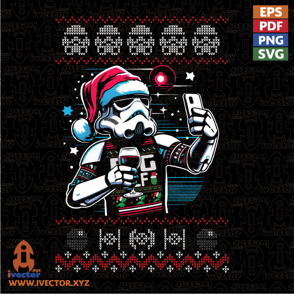 Christmas-Sci-Fi-Soldier-Halftone-–-Festive-Holiday-Design VECTORES Y RECURSOS