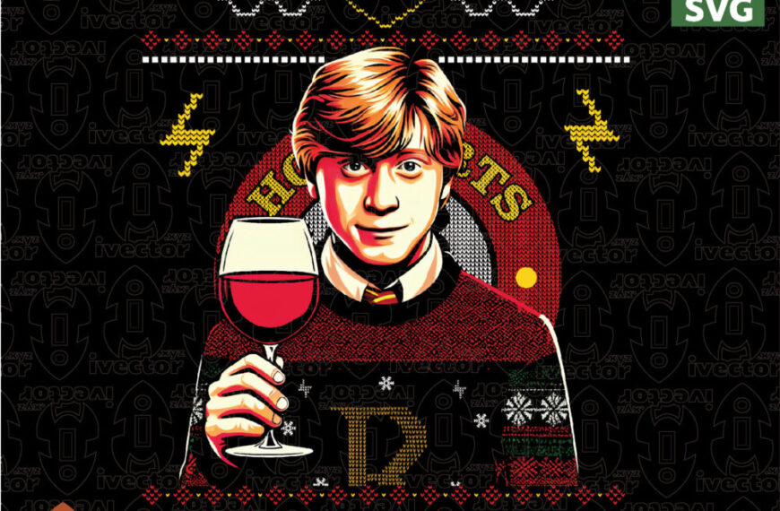Christmas Sweater Man Drinking Wine – Vintage Holiday