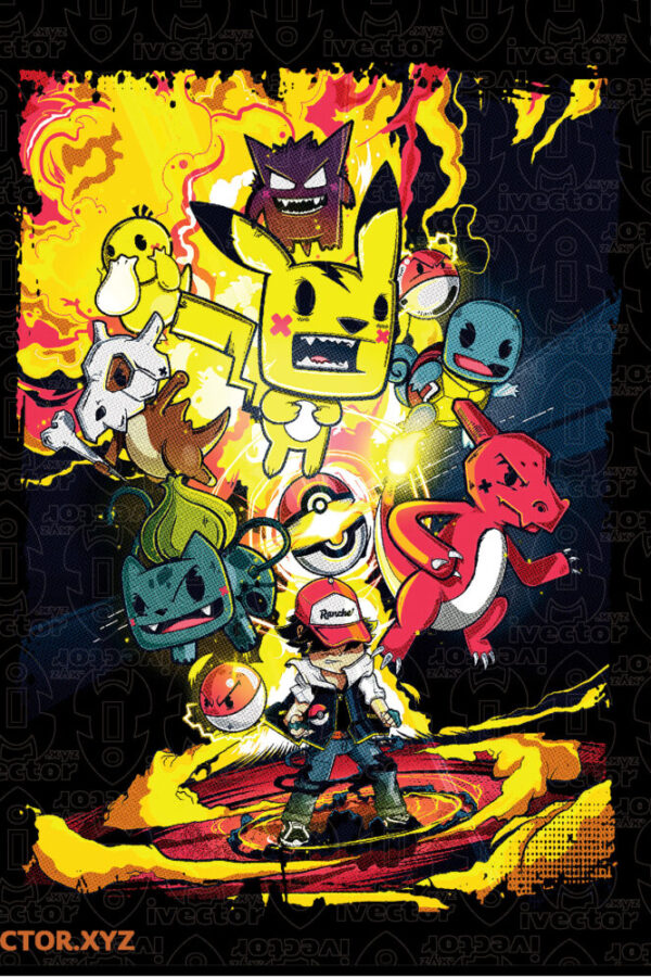Comic-Battle-Monsters-Illustration-with-Halftone-Effect-–-High-Quality-PNG-600x900 VECTORES Y RECURSOS