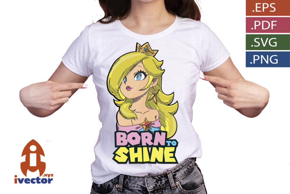 Cute-Blonde-Princess-Born-to-Shine-–-Diseno-para-Estampado-01-P3 Cute Blonde Princess Born to Shine – Diseño para Estampado