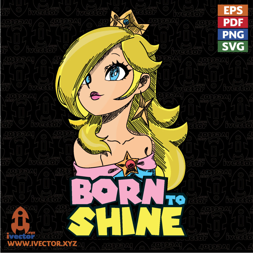 Cute-Blonde-Princess-Born-to-Shine-–-Diseno-para-Estampado-01 VECTORES Y RECURSOS