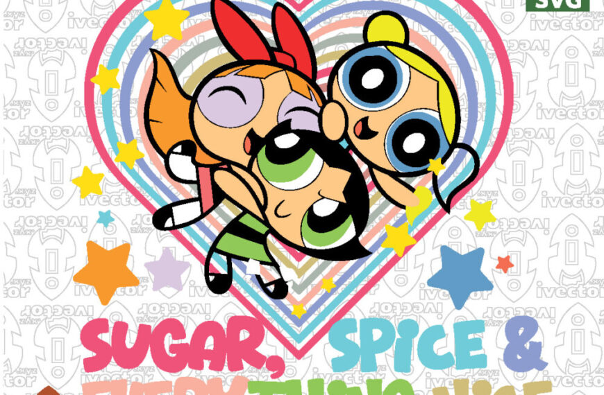 Cute Cartoon Superhero Girls Heart Design SVG | Printable Vector Bundle