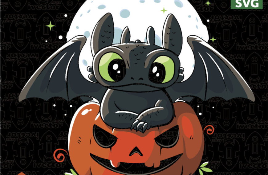 Cute Halloween Dragon & Pumpkin – Editable Vector Design