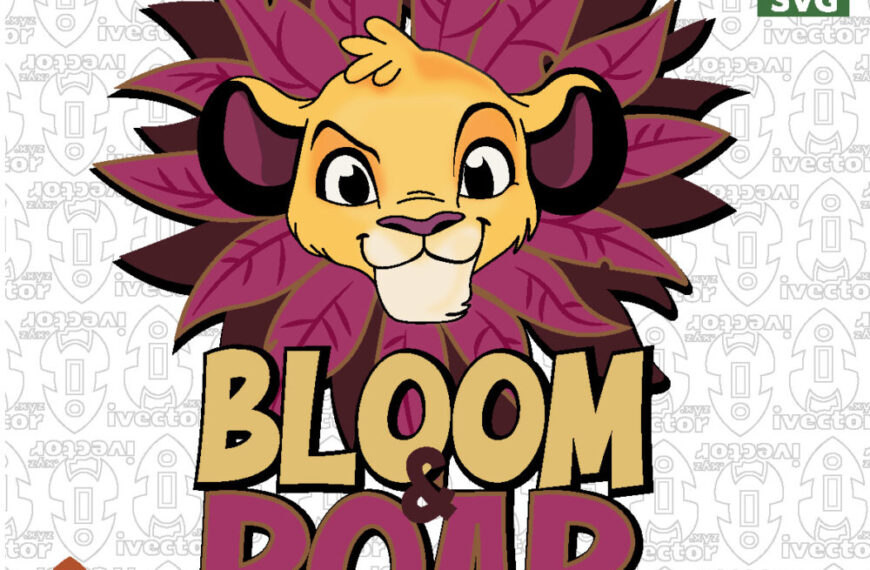 Cute Lion Cub Floral Vector SVG | Cartoon Animal Design