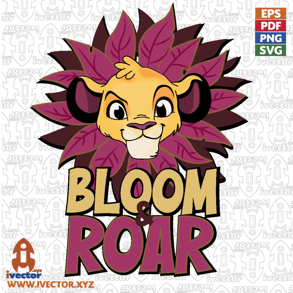 Cute-Lion-Cub-Floral-Vector-SVG-Cartoon-Animal-Design_Mesa-de-trabajo-1 VECTORES Y RECURSOS
