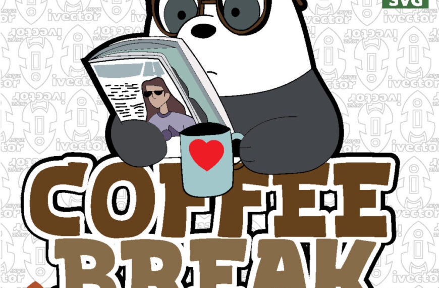 Cute Reading Panda Vector Design with Coffee Mug for T-Shirts, Stickers and Crafts