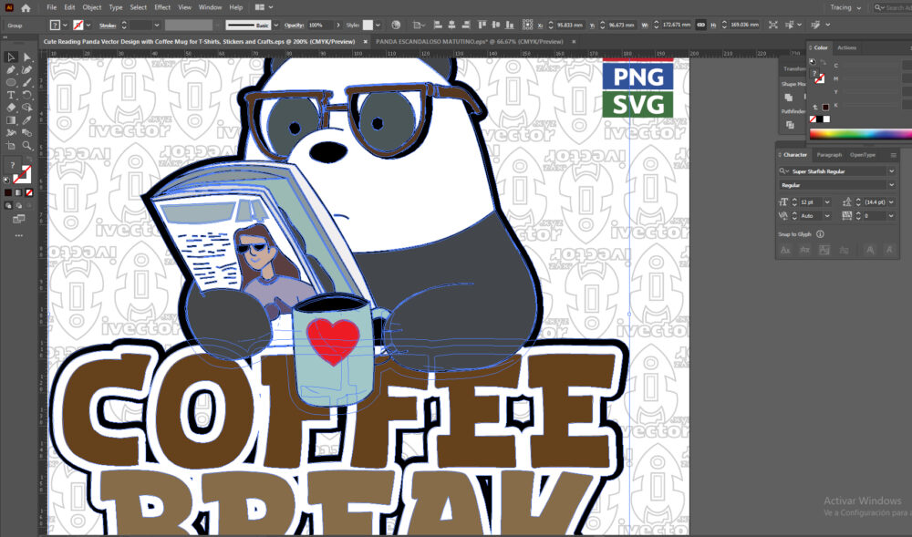 Cute-Reading-Panda-Vector-Design-with-Coffee-Mug-for-T-Shirts-Stickers-and-Crafts_Mesa-de-trabajo-2 Cute Reading Panda Vector Design with Coffee Mug for T-Shirts, Stickers and Crafts