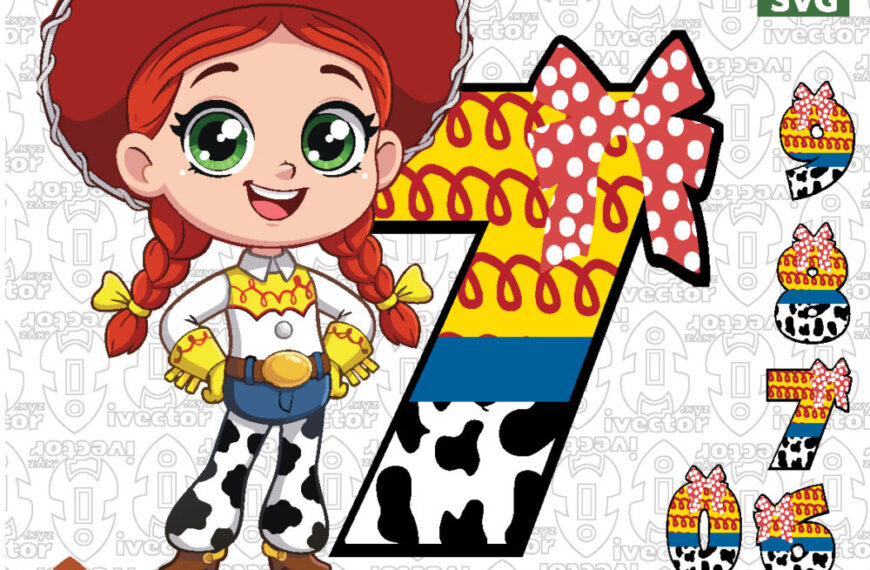 Vector Vaquera Cumpleaños 7 Años – Archivo SVG, PNG, EPS y PDF para Decoración de Fiesta Infantil