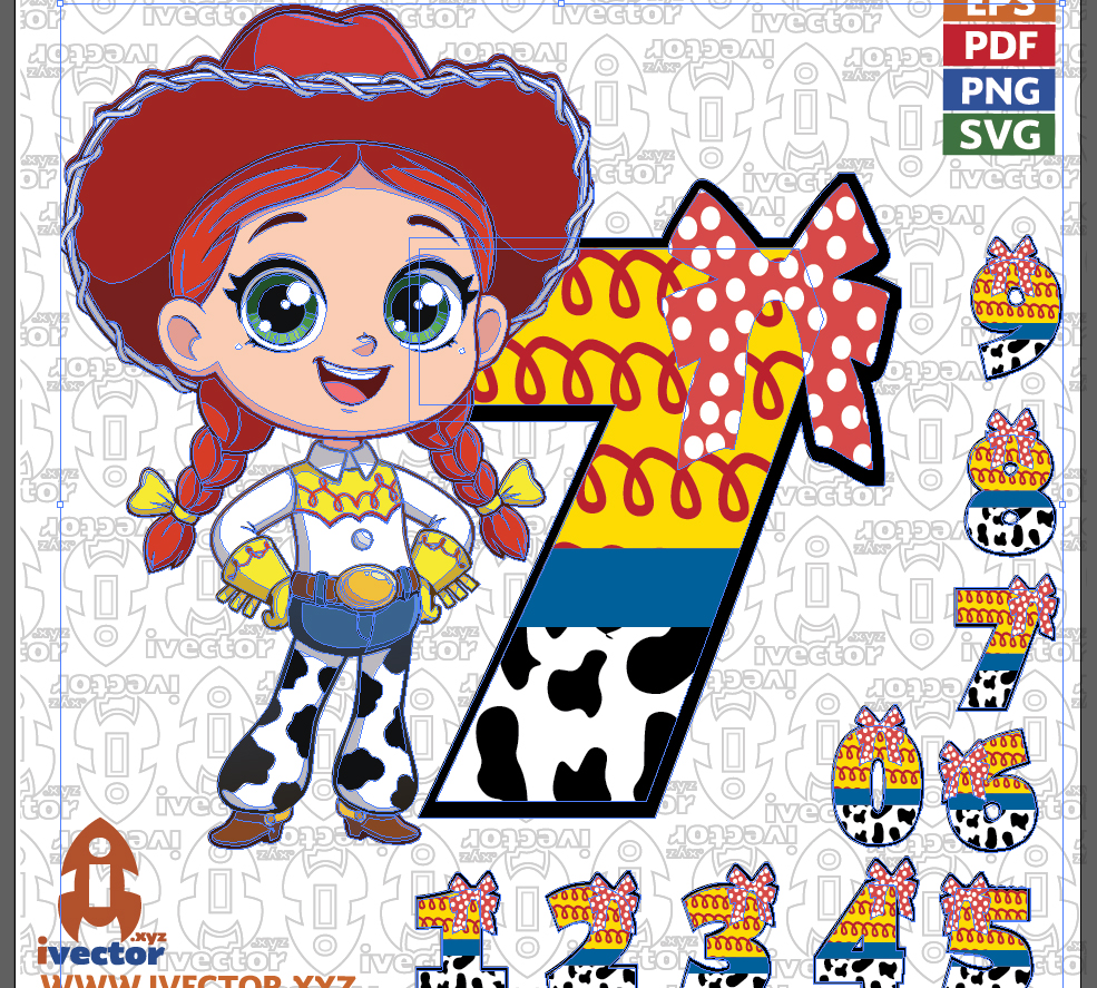 Cute-Smiling-Mouse-Vector-SVG-PNG-EPS_Mesa-de-trabajo-2-1 Vector Vaquera Cumpleaños 7 Años – Archivo SVG, PNG, EPS y PDF para Decoración de Fiesta Infantil