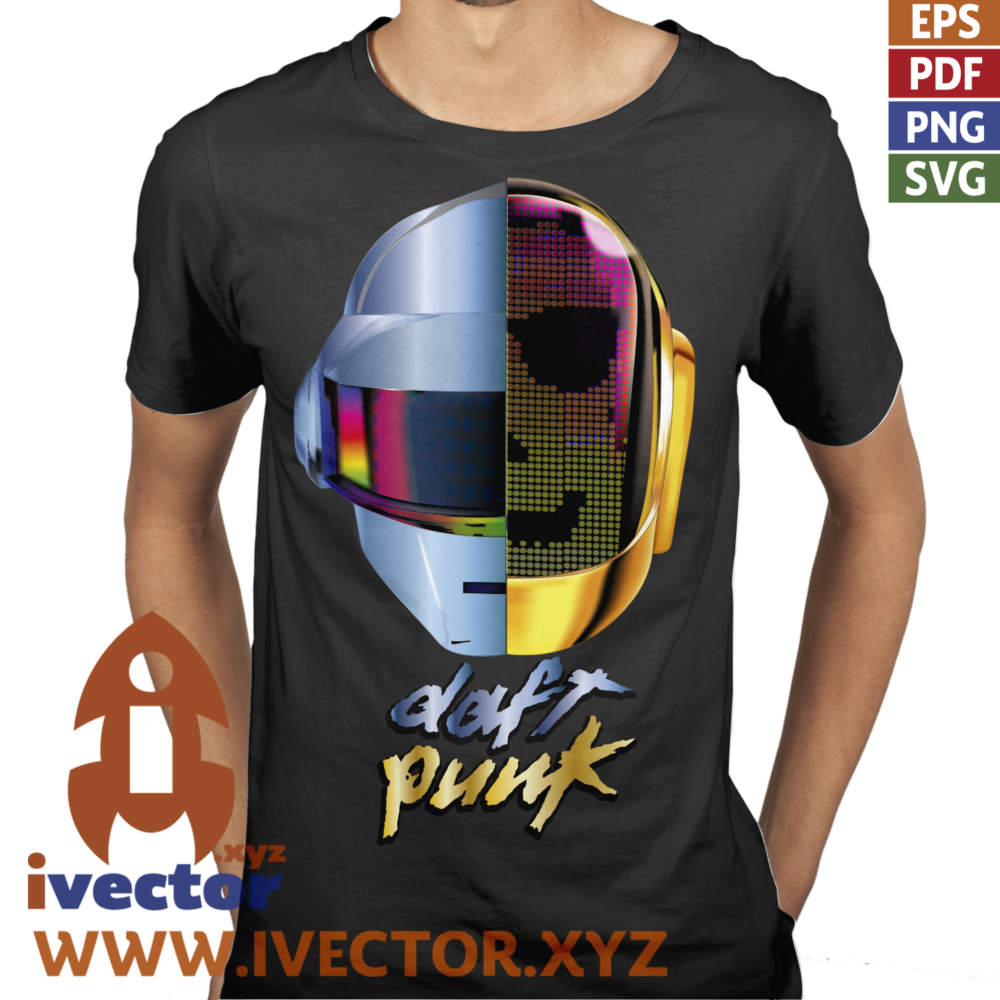 DAFT-PUNK-CASCO-RETRO-COLOR-VECTOR-_P3 Futuristic Electronic Helmet Vector – Sci-Fi Design for Sublimation and Printing