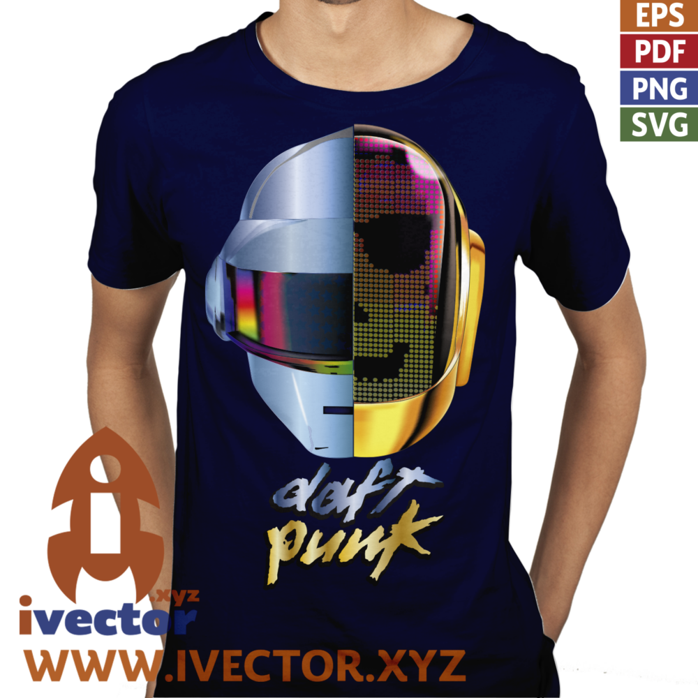 DAFT-PUNK-CASCO-RETRO-COLOR-VECTOR-_P4 Futuristic Electronic Helmet Vector – Sci-Fi Design for Sublimation and Printing
