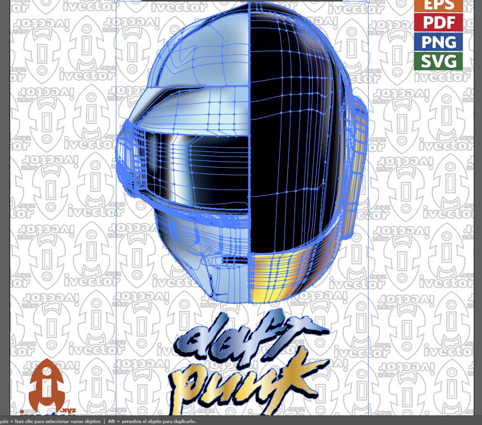 DAFT-PUNK-CASCO-RETRO-VECTOR-p1 Casco Futurista Electrónico Vector – Diseño Sci-Fi para Sublimación, Impresión y Decoración