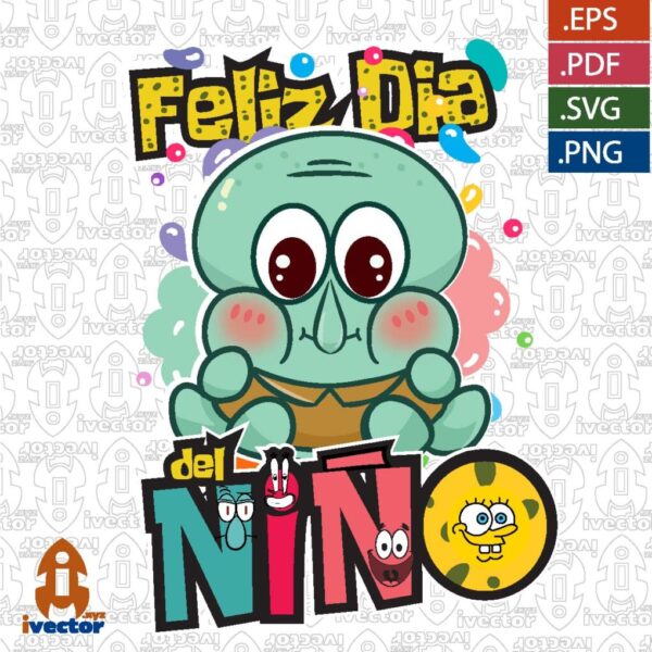 DIA-DEL-NINO-BOB-SPONJA-CALAMARDO-BEBE_Mesa-de-trabajo-1-600x600 Vectores completamente editables