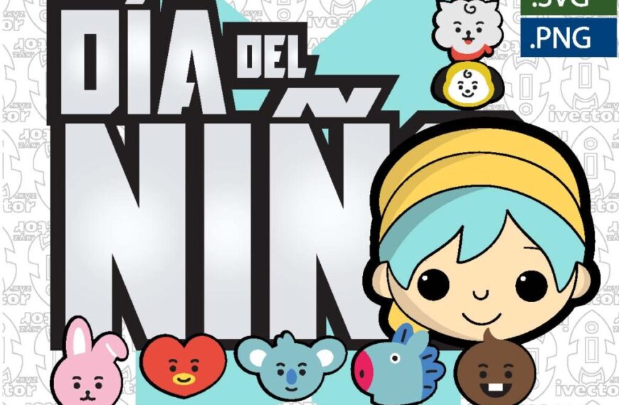 DIA DEL NIÑO BTS CELESTE VECTOR EDITABLE
