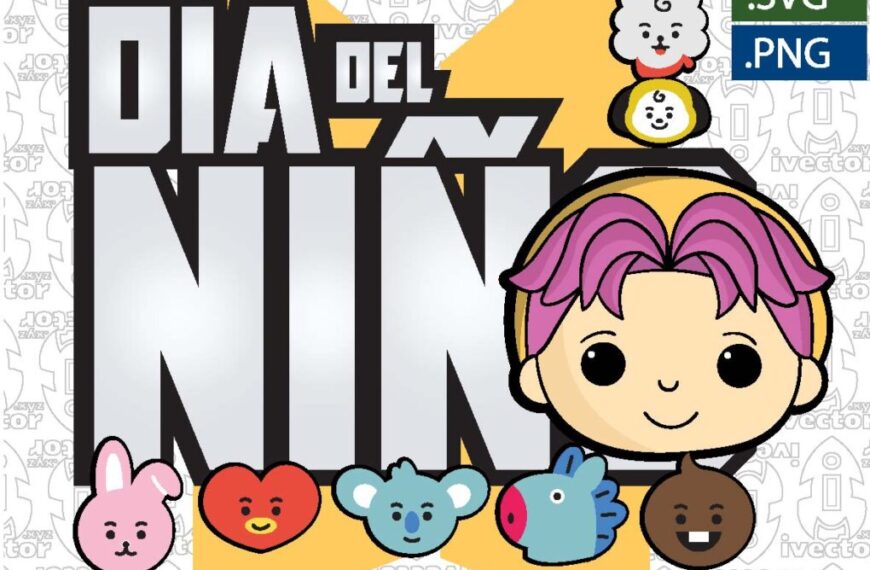 DIA DEL NIÑO BTS FUCSIA VECTOR EDITABLE