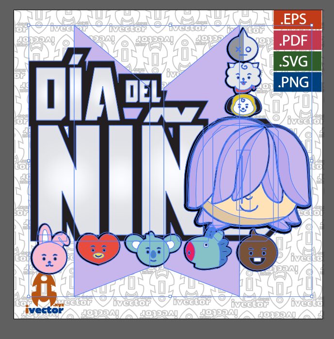 DIA-DEL-NINO-BTS-MORADO-VECTOR-EDITABLE_p1 DIA DEL NIÑO BTS MORADO VECTOR EDITABLE