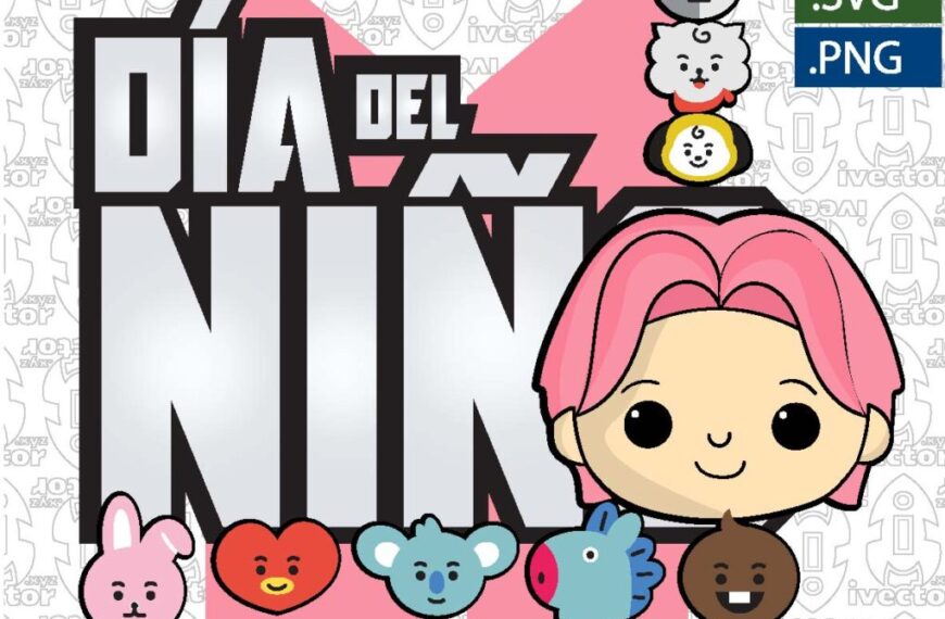 DIA DEL NIÑO BTS ROSA VECTOR EDITABLE