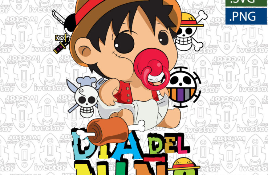 DIA DEL NIÑO ONE PIECE LUFFY BEBÉ VECTOR EDITABLE