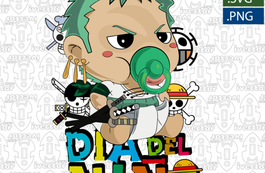 DIA DEL NIÑO ONE PIECE ZORO BEBÉ VECTOR EDITABLE