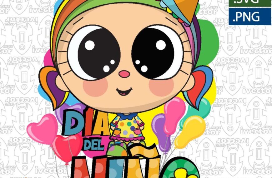 DIA DEL NIÑO PAYASITA COLORIDO VECTOR