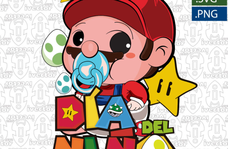 DIA DEL NIÑO SUPER MARIO BEBÉ VECTOR EDITABLE