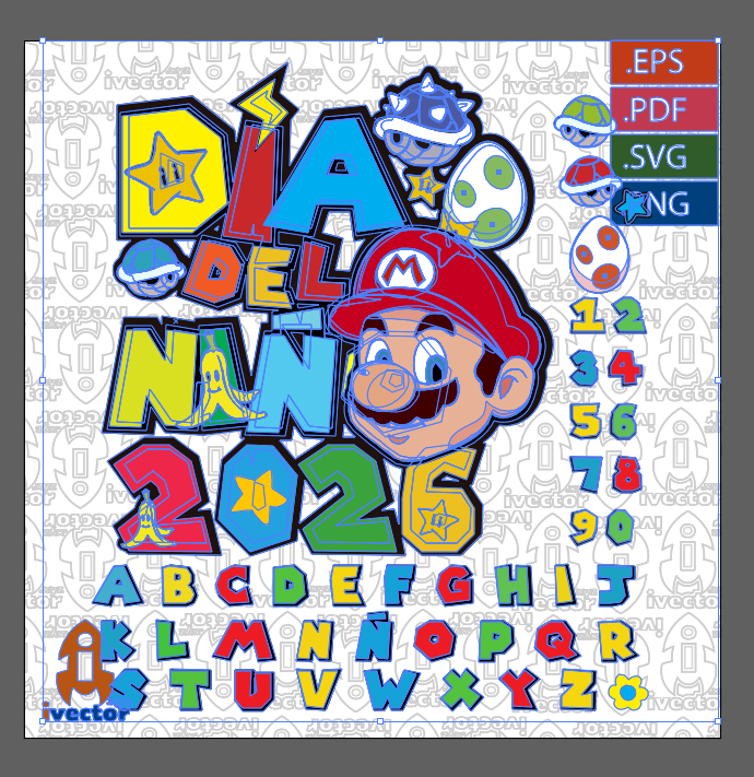 DIA-DEL-NINO-SUPER-MARIO-BROS-EDITABLE-RECURSOS_P1 DÍA DEL NIÑO SUPER MARIO BROS PERSONAJES EPS PDF SVG