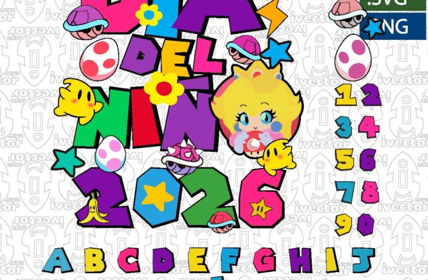 DÍA DEL NIÑO SUPER MARIO BROS PEACH EPS PDF SVG