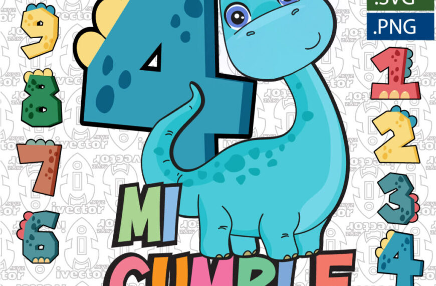 DINOSAURIO AZUL CUMPLEAÑOS VECTOR EDITABLE