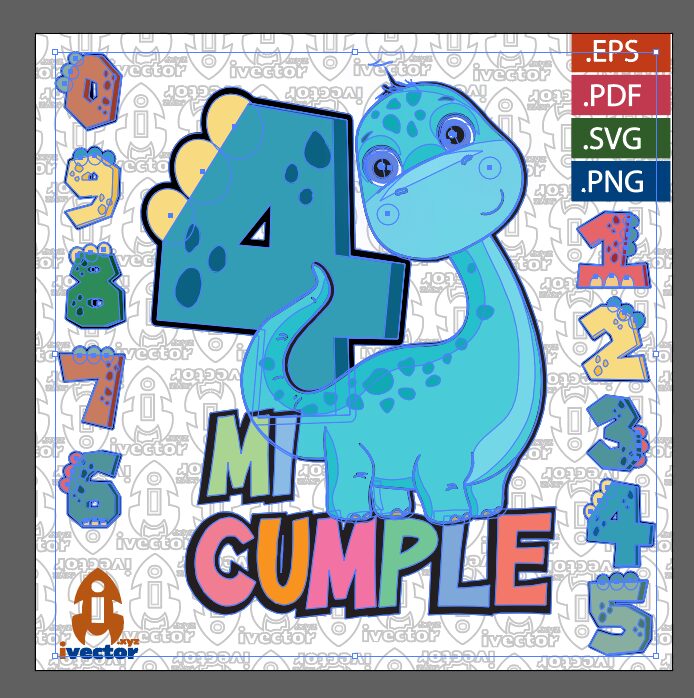 DINOSAURIO-AZUL-CUMPLEANOS-VECTOR-EDITABLE_P1 DINOSAURIO AZUL CUMPLEAÑOS VECTOR EDITABLE