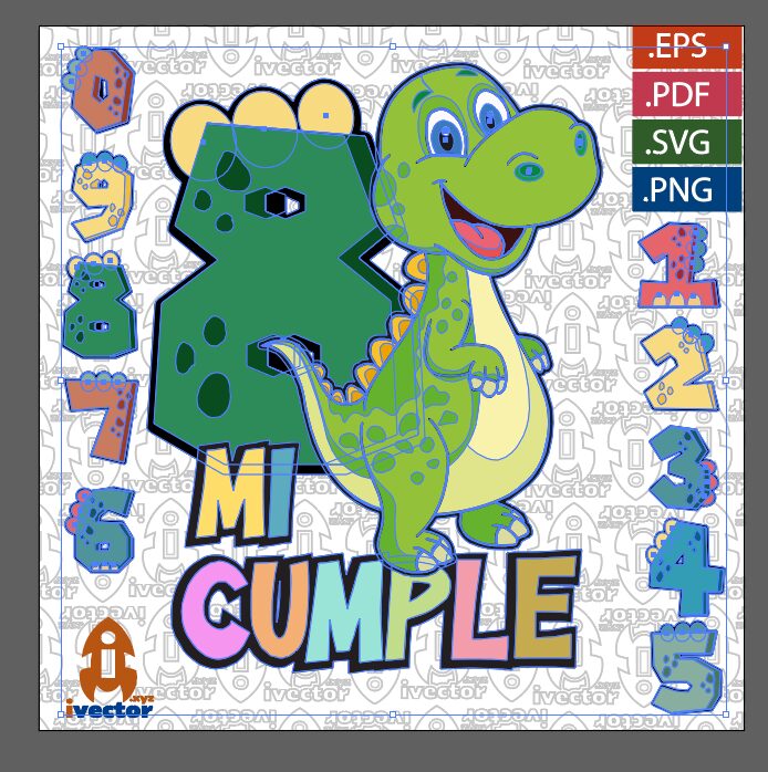 DINOSAURIO-VERDE-CUMPLEANOS-VECTOR-EDITABLE_P1 DINOSAURIO VERDE CUMPLEAÑOS VECTOR EDITABLE