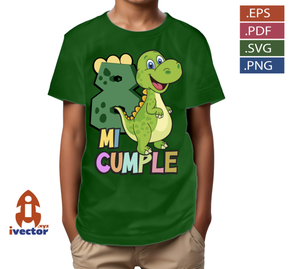 DINOSAURIO-VERDE-CUMPLEANOS-VECTOR-EDITABLE_P4 DINOSAURIO VERDE CUMPLEAÑOS VECTOR EDITABLE
