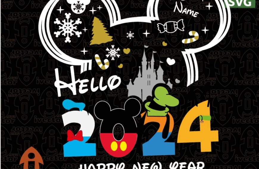 DISNEY HAPPY NEW YEAR VECTOR EDITABLE 2024