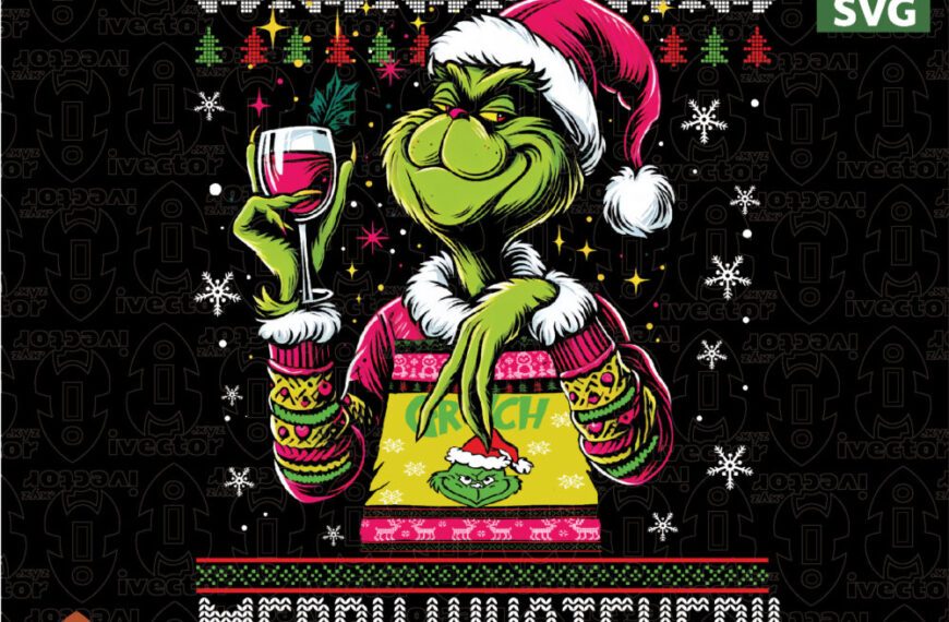 Diseño Navideño Monstruo Verde Divertido: «Merry Whatever» con Copa de Vino