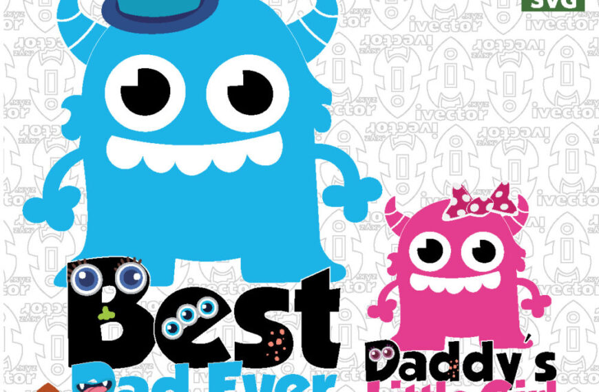 Pack Vector Familiar Monstruitos Divertidos Padre e Hija para Camisetas | Diseño Editable SVG PNG EPS