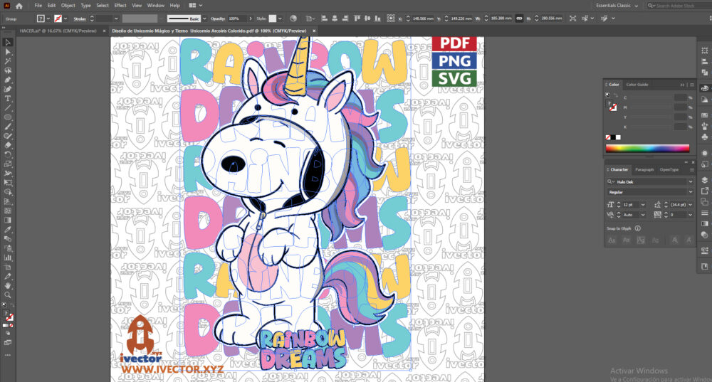 Diseno-de-Unicornio-Magico-y-Tierno-Unicornio-Arcoiris-Colorido-02 Diseño de Unicornio Mágico y Tierno | Unicornio Arcoíris Colorido