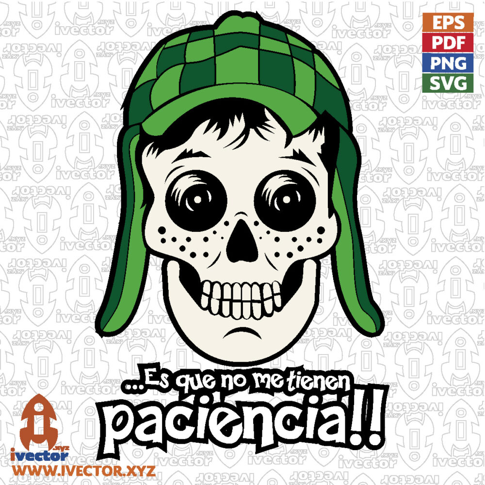 Esqueleto-Mexicano-con-Frase-Divertida-Que-no-me-tienen-paciencia-Vector-para-Estampado_Mesa-de-trabajo-1 VECTORES Y RECURSOS