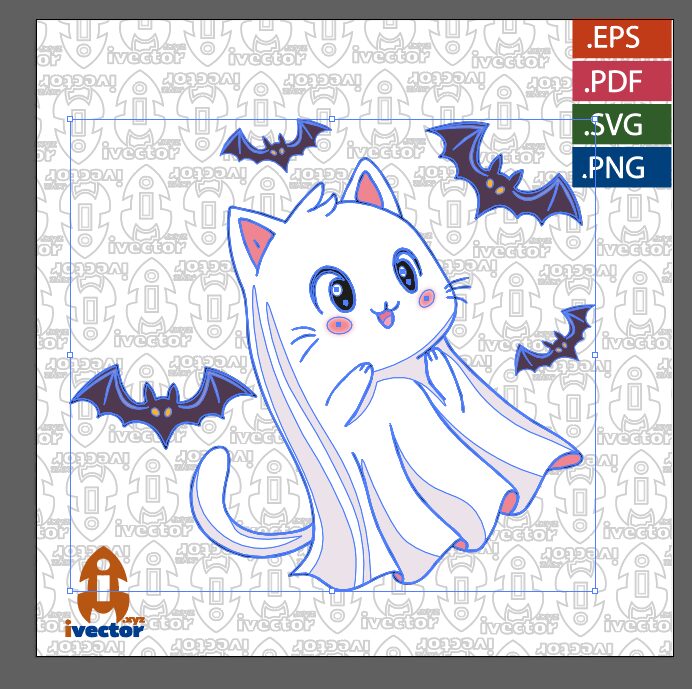 FANTASMA-HALLOWENN-VECTOR-EDITABLE_P1 GATO FANTASMA HALLOWENN VECTOR EDITABLE