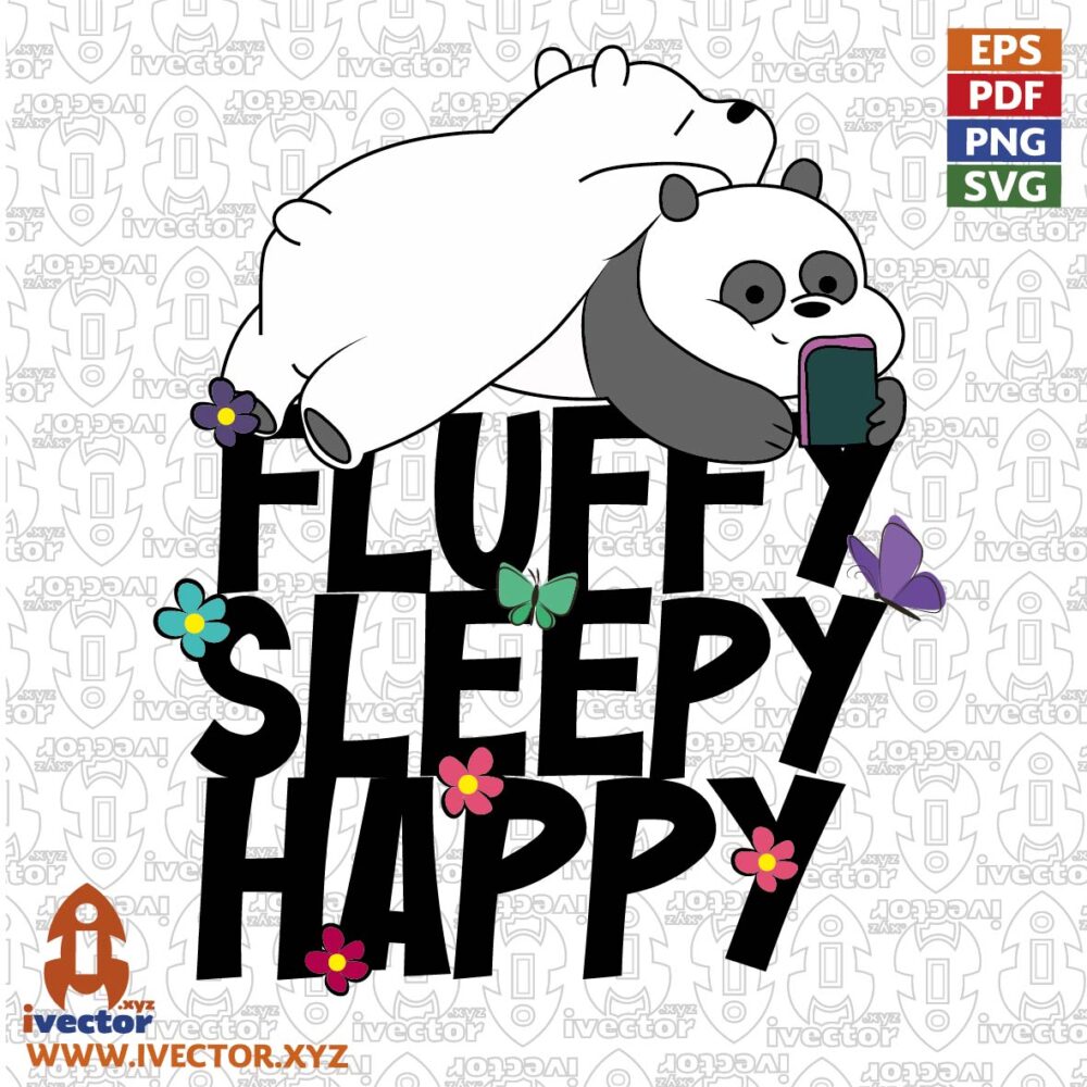 FLUFFY-SLEEPY-HAPPY-OSOS-FLORES-MARIPOSAS-VECTOR VECTORES Y RECURSOS