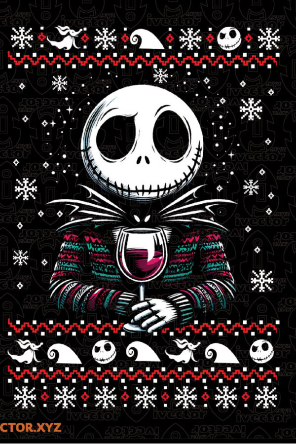Festive-Skeleton-Christmas-Sweater-Halftone-Design-600x900 VECTORES Y RECURSOS