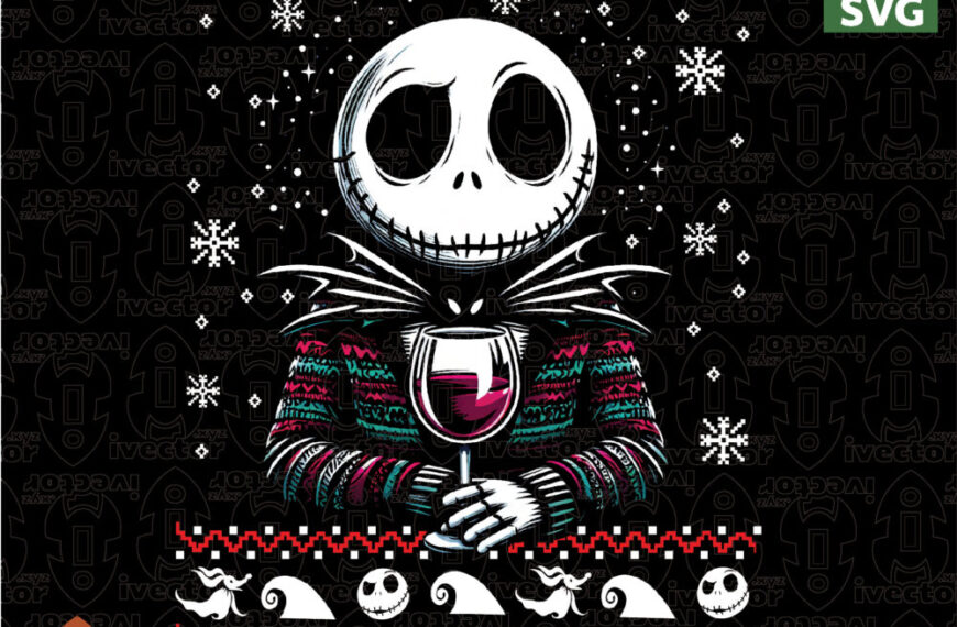 Festive Skeleton Christmas Sweater Halftone Design