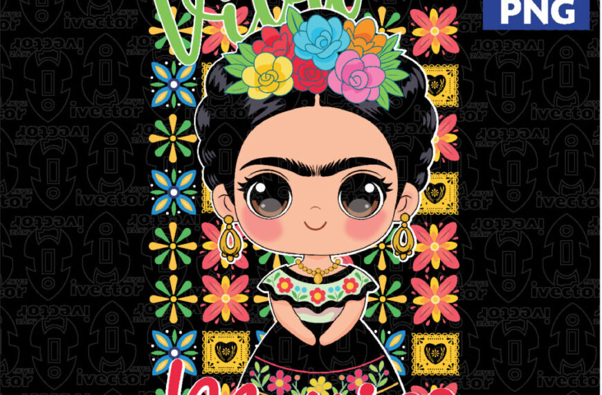 Frida Kahlo Mexicana – Vector Floral para Estampado