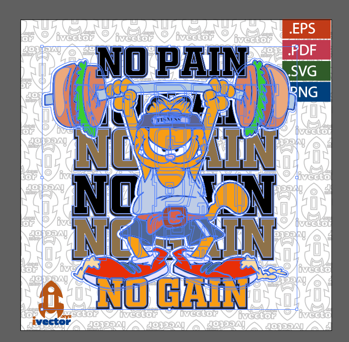 GARFIEL-NO-PAIN-NO-GAIN-GYM-VECTOR_2 GARFIELD NO PAIN NO GAIN GYM VECTOR