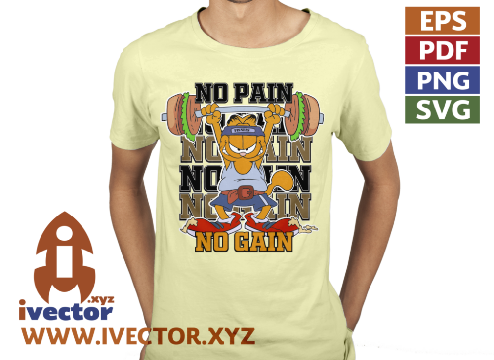 GARFIEL-NO-PAIN-NO-GAIN-GYM-VECTOR_P1 GARFIELD NO PAIN NO GAIN GYM VECTOR