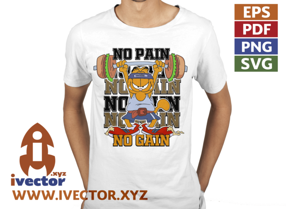 GARFIEL-NO-PAIN-NO-GAIN-GYM-VECTOR_P2 GARFIELD NO PAIN NO GAIN GYM VECTOR