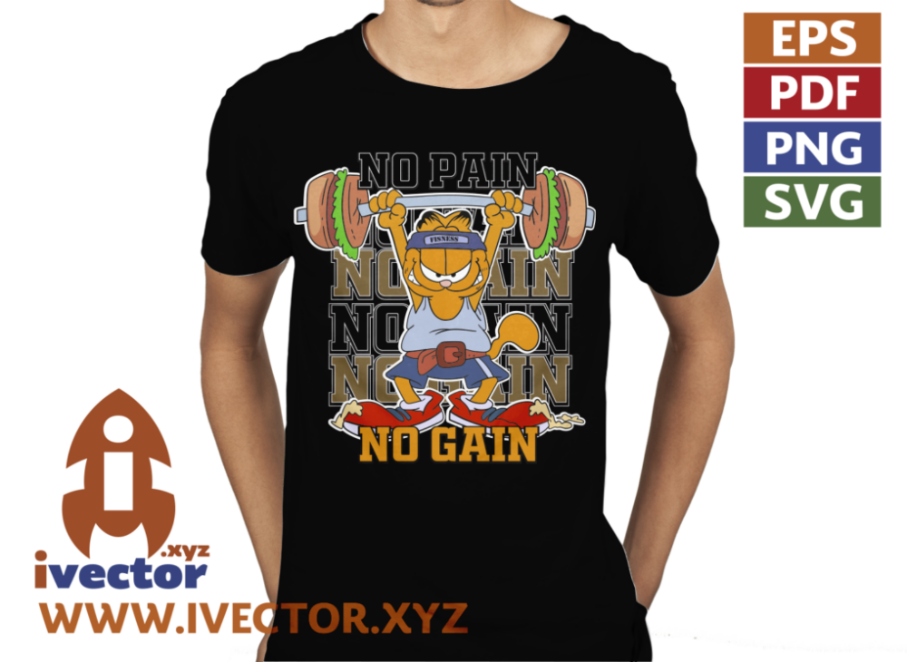 GARFIEL-NO-PAIN-NO-GAIN-GYM-VECTOR_P3 GARFIELD NO PAIN NO GAIN GYM VECTOR