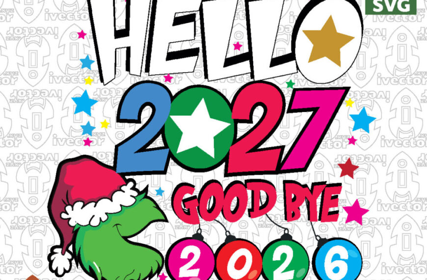 Hello 2027 – Personaje Verde Navideño para Año Nuevo