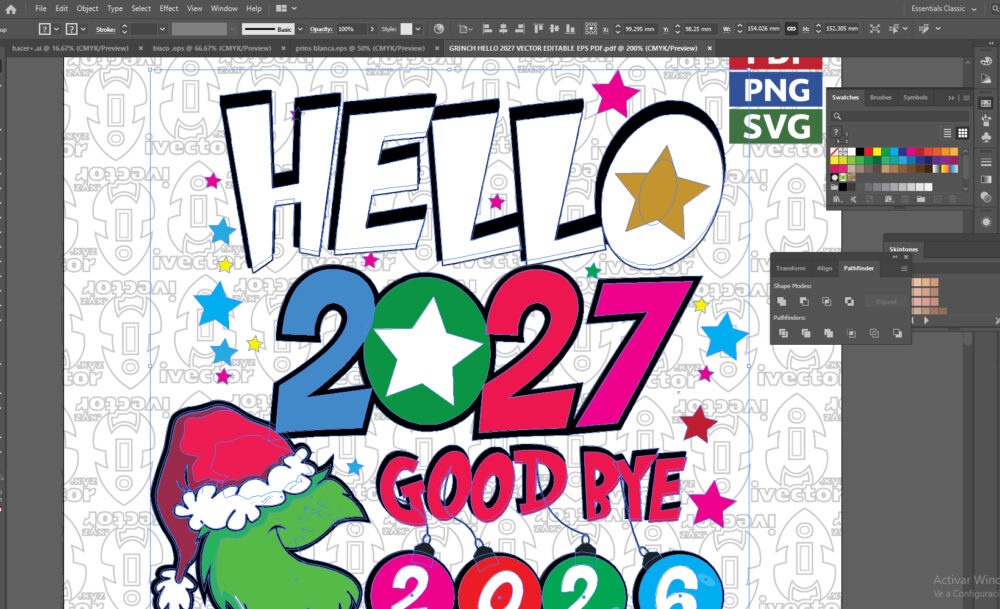 GRINCH-HELLO-2027-VECTOR-EDITABLE-EPS-PDF-02 Hello 2027 – Personaje Verde Navideño para Año Nuevo