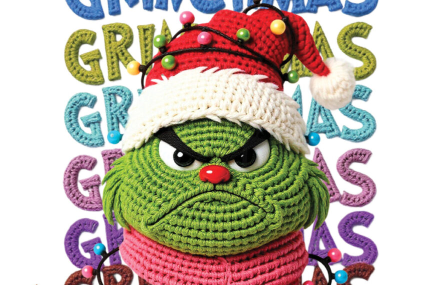 GRINCH NAVIDEÑO CON GORRO CROCHET PNG ALTA CALIDAD