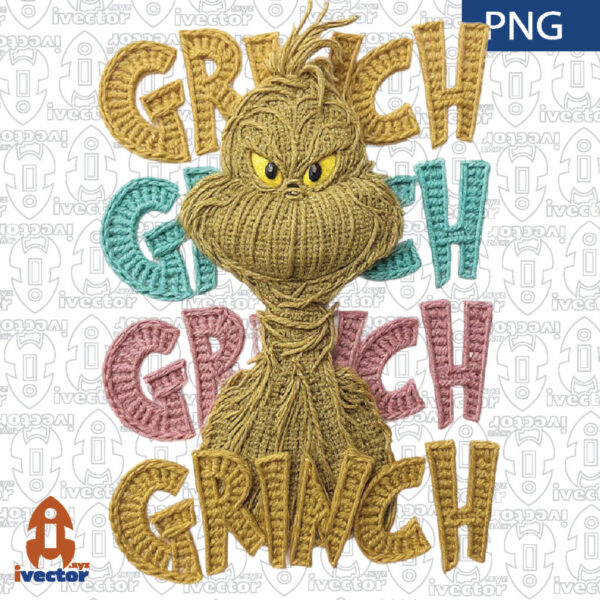 GRINCH-RETRO-NAVIDAD-CROCHET-PNG-600x600 Vectores completamente editables